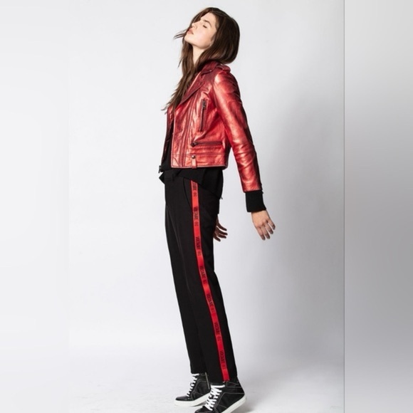 ZADIG & VOLTAIRE Black POMELO BAND PANTS Logo  Stripe Track Pant Trouser Slacks - Picture 1 of 14